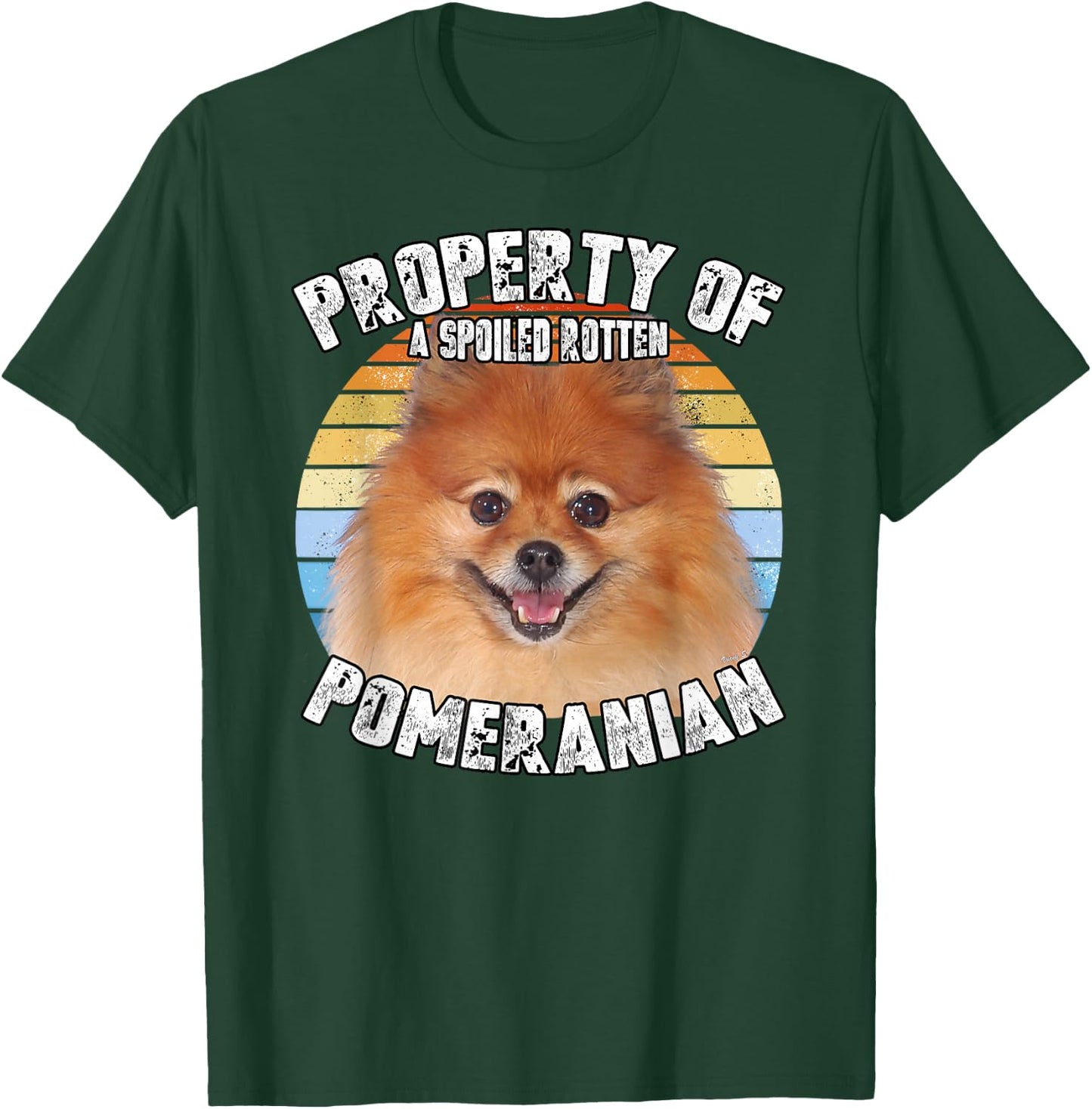 Pomeranian Property Of Retro T-Shirt - T-Shirt | Forest