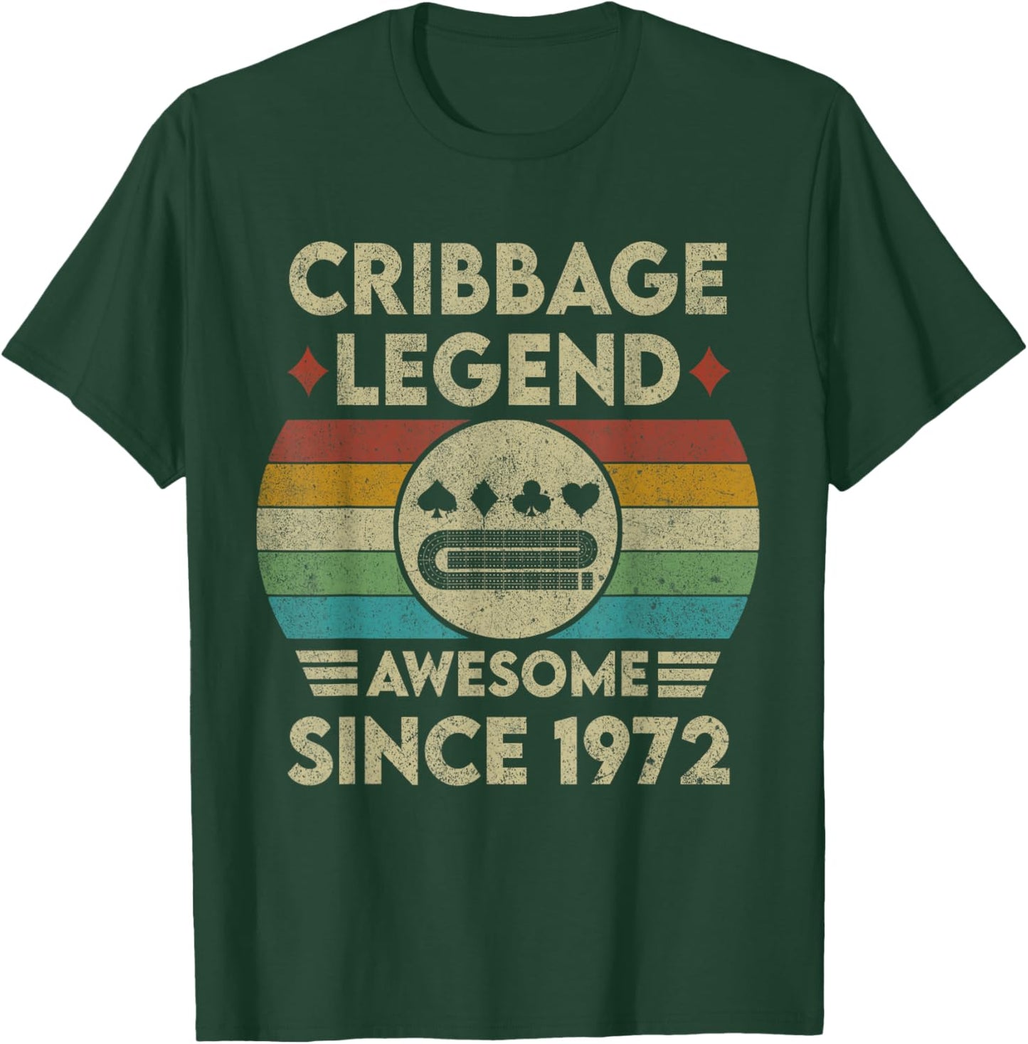 Cribbage Legend 51 Years Old Awesome Since 1972 Cribbage T-Shirt - T-Shirt | Forest