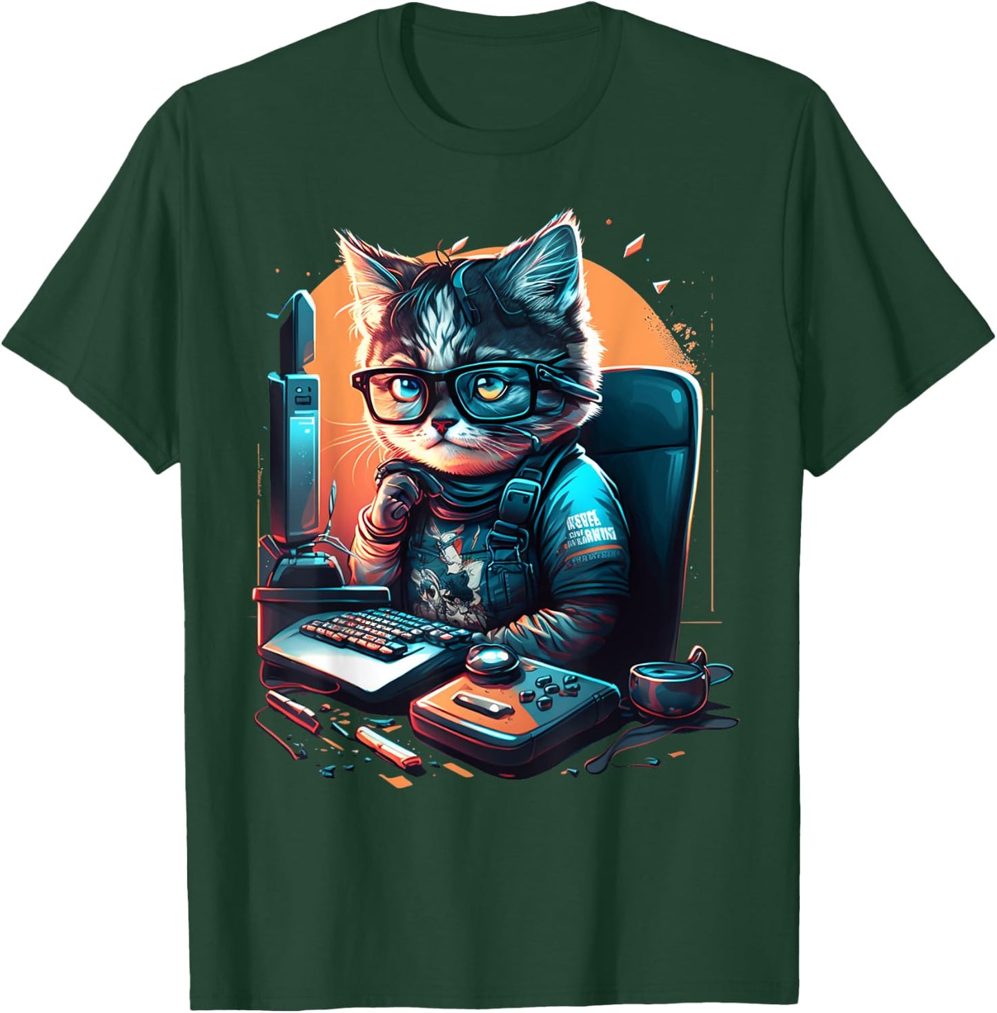 Cat Work On Computers with glasses cute cats Computer Nerd T-Shirt - T-Shirt | Forest