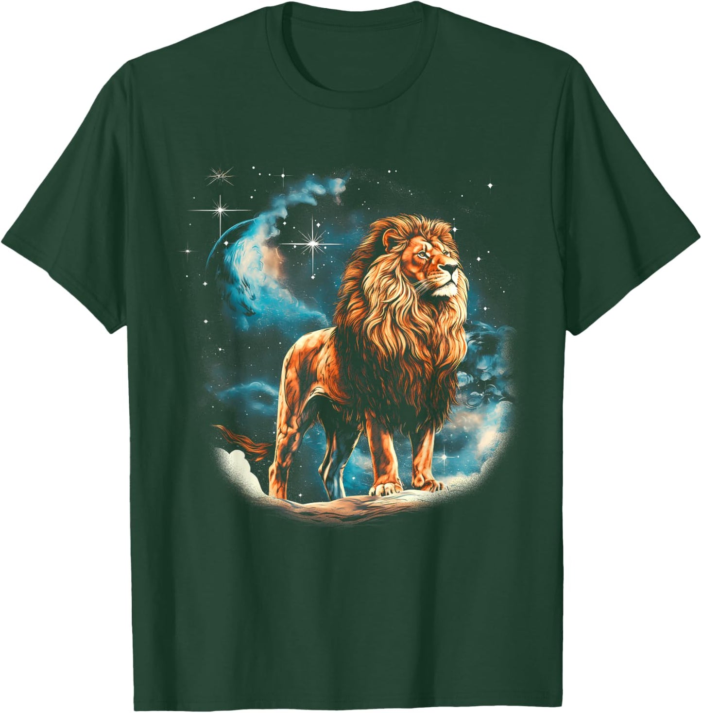 Starry Sky Proud Lion Male T-Shirt - T-Shirt | Forest