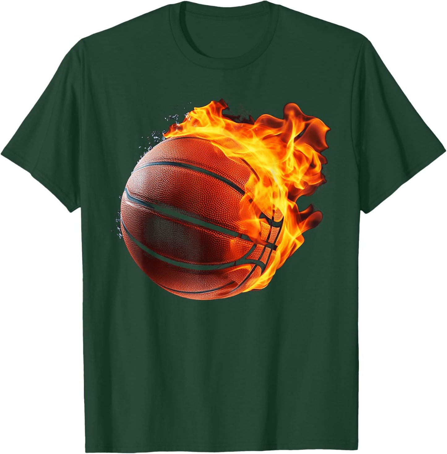 Fire Basketball Ball Flaming Basketball Player T-Shirt - T-Shirt | Forest