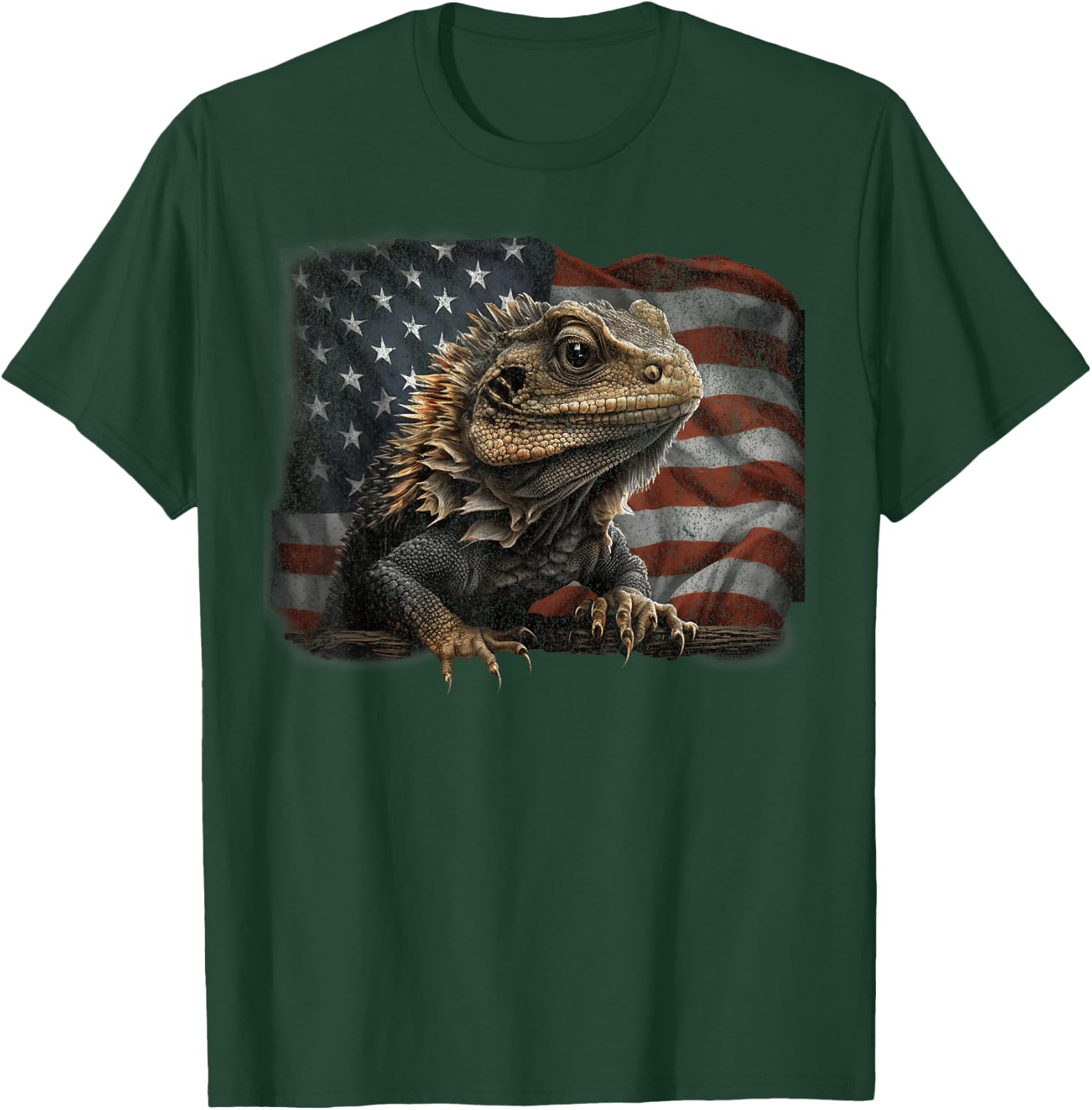 Bearded Dragon USA American Flag 4th of July Lizard Gifts T-Shirt - T-Shirt | Forest