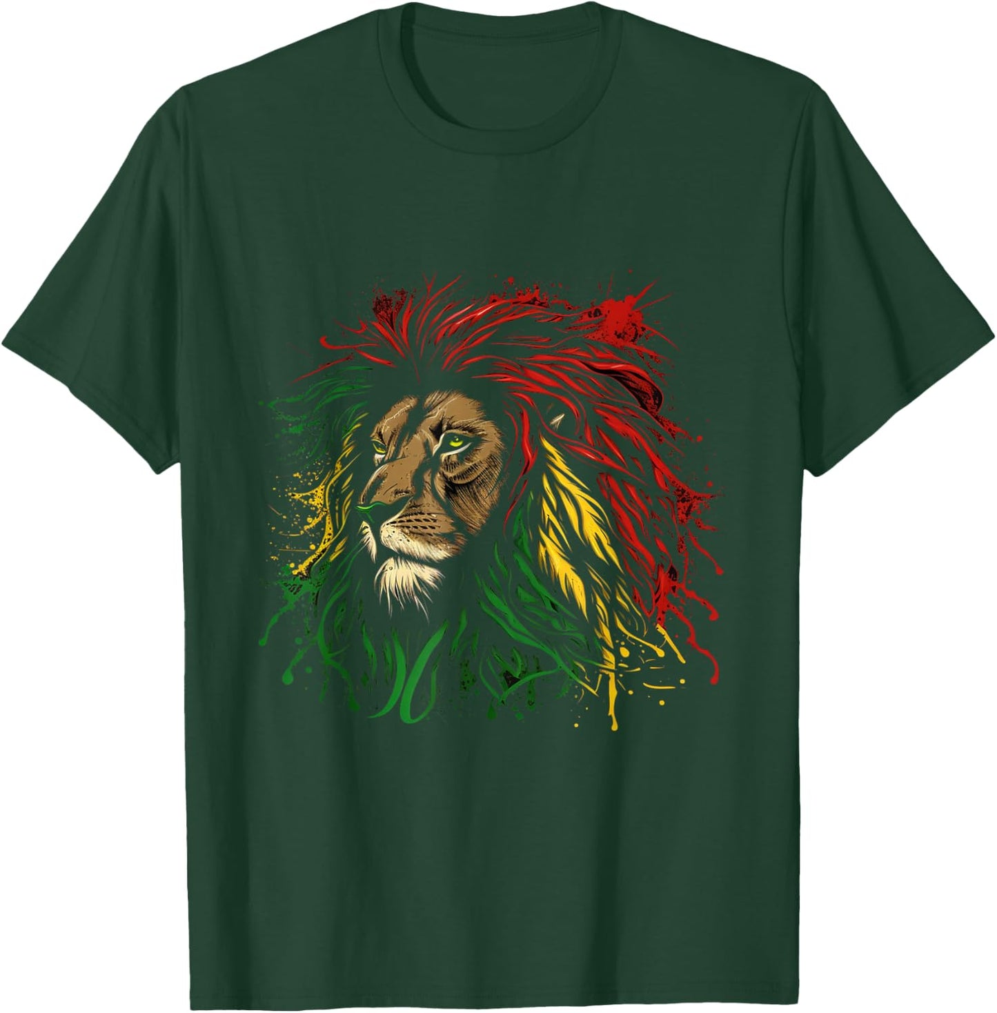 Rasta Reggae Lion Of Judah Jamaican Roots Rastafari Lion T-Shirt - T-Shirt | Forest