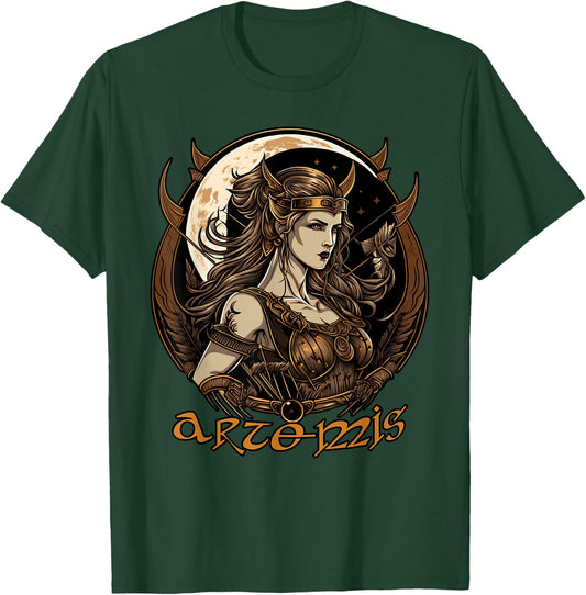 Greek Goddess Artemis Ancient Greece Deities - -Adults - Black - Small - Short Sleeve - - Regular Fit - Cotton 65%, Polyester 35% T-Shirt - T-Shirt | Forest