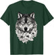 Floral Wolf Lover Flowers Wolf Face For Wolves Lover T-Shirt - T-Shirt | Forest