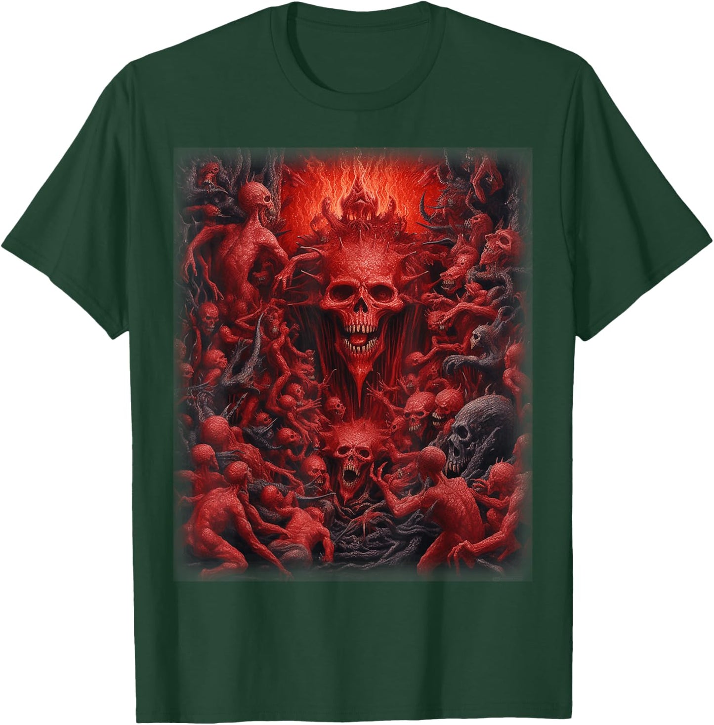 Visions of Hell | Satan Devils Demons Monster Skeleton Skull T-Shirt - T-Shirt | Forest
