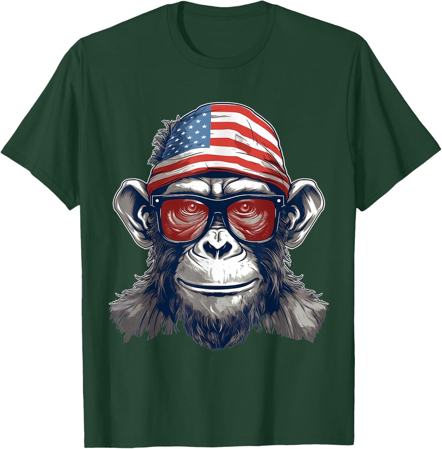 4th Of July US Flag Monkey T-Shirt - T-Shirt | Forest