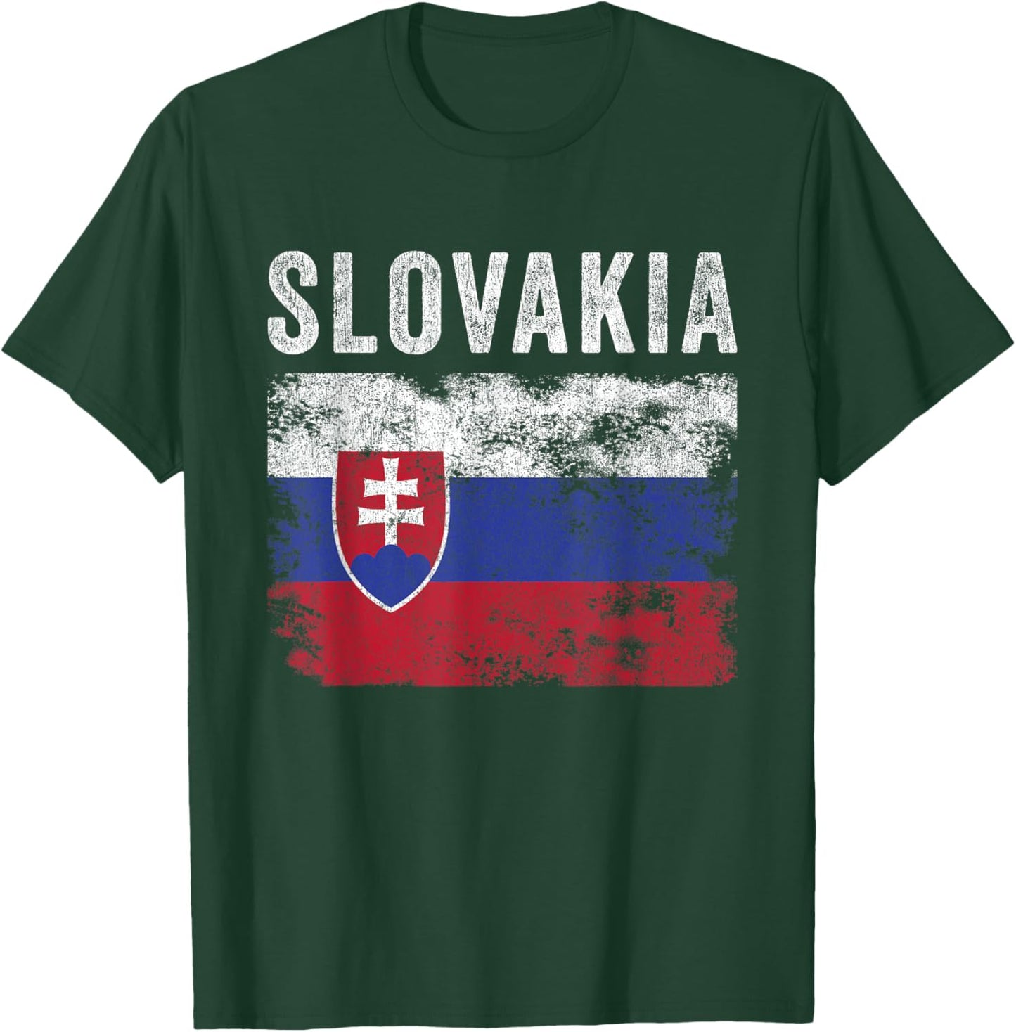 Slovakia Flag Distressed - Men Women Kids - Slovak Flag T-Shirt - T-Shirt | Forest
