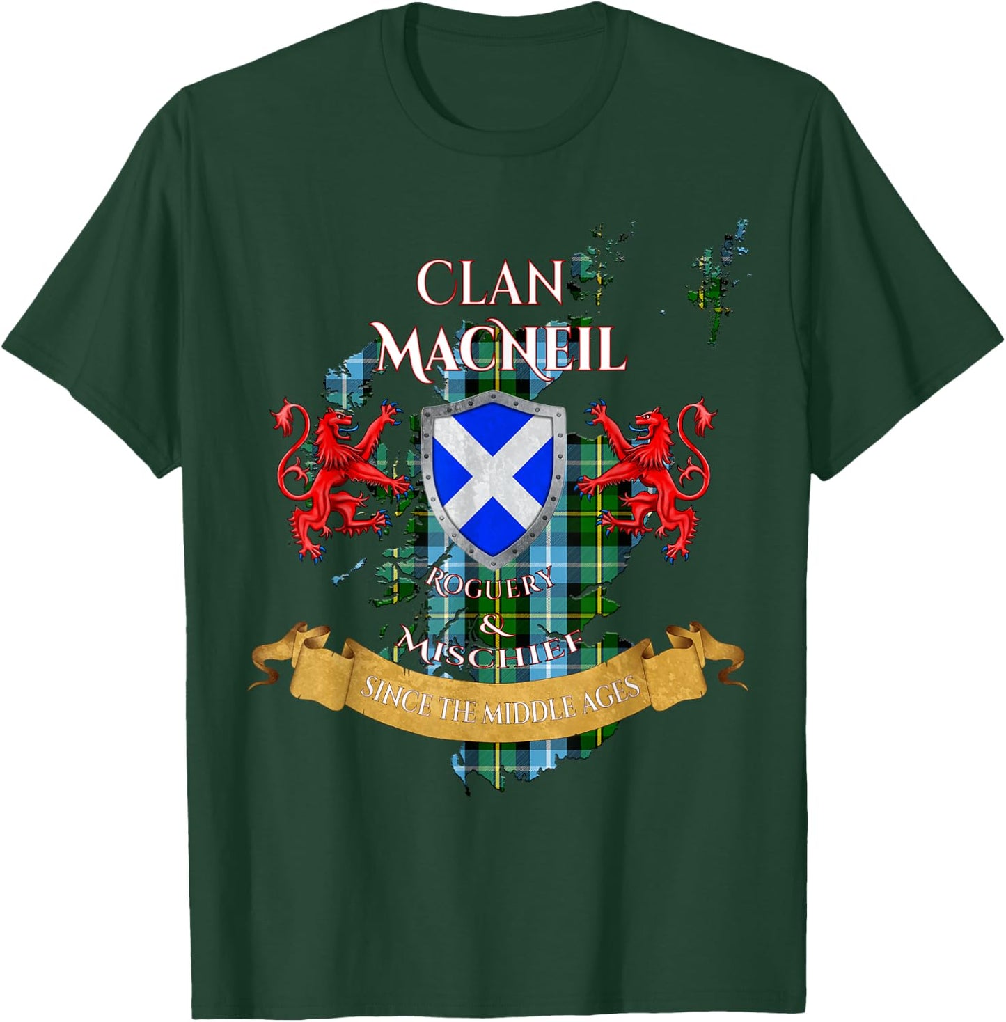 MacNeil Scottish Family Clan Middle Ages Mischief T-Shirt - T-Shirt | Forest