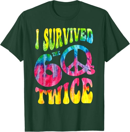 Retro I SURVIVED My SIXTIES TWICE 70th Birthday 60s Vibes T-Shirt - T-Shirt | Forest
