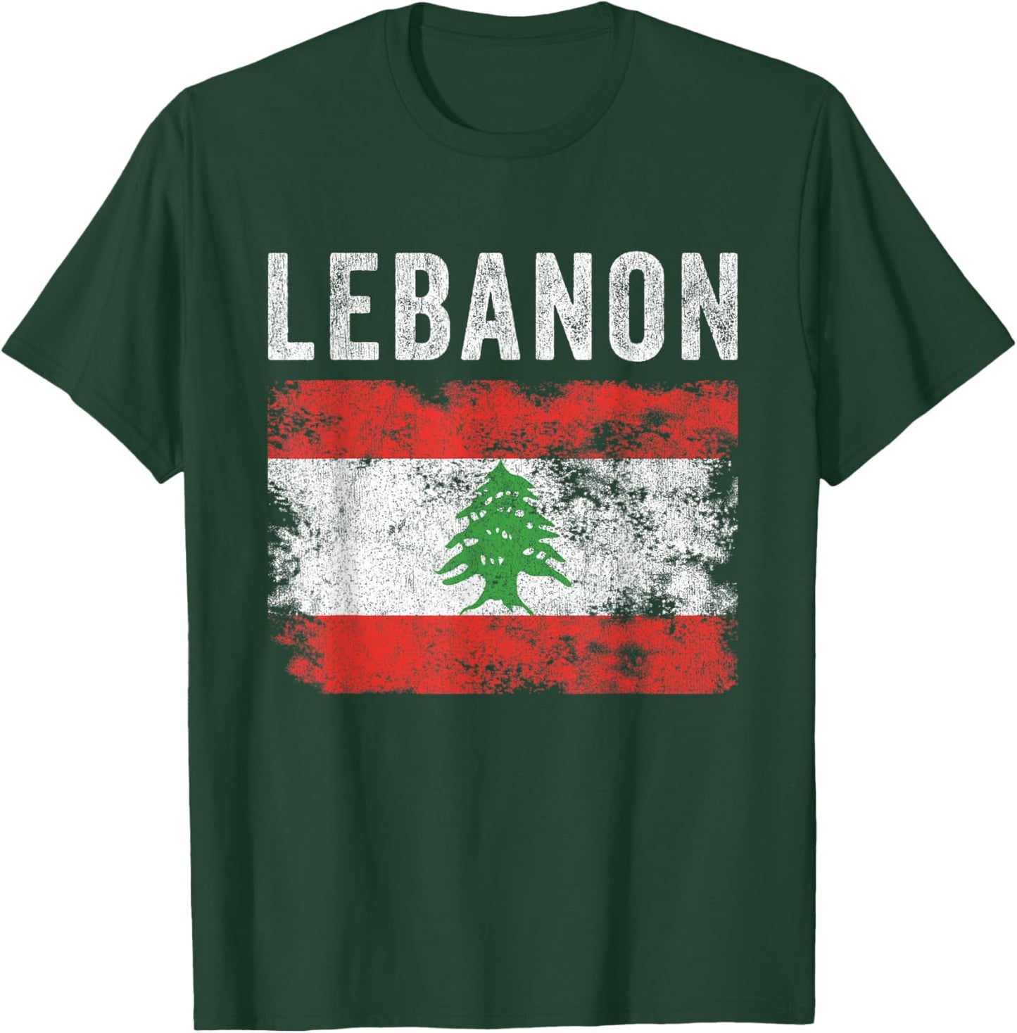 Lebanon Flag Distressed - Men Women Kids - Lebanese Flag T-Shirt - T-Shirt | Forest
