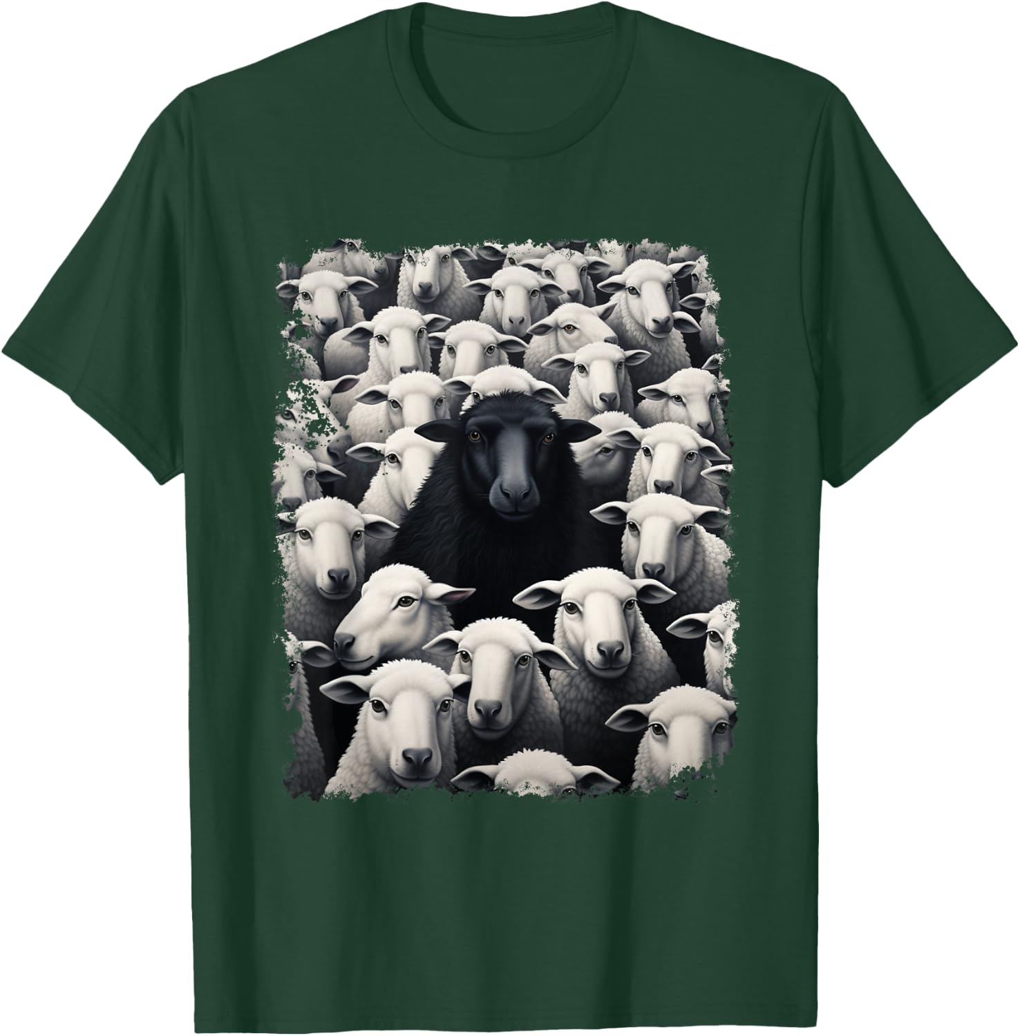 Animal Sheep Black T-Shirt - T-Shirt | Forest
