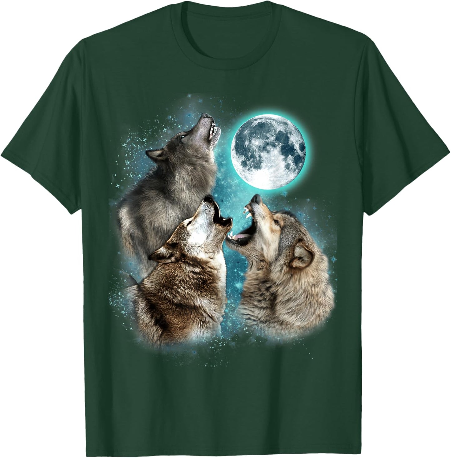 3 Wolf Moon Howling Wolf Head Funny Wolves Women T-Shirt - T-Shirt | Forest