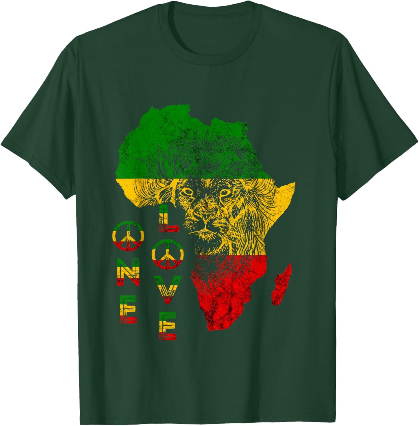 One Pride Love Lion Rasta Reggae Africa Map Lion Of Judah T-Shirt - T-Shirt | Forest