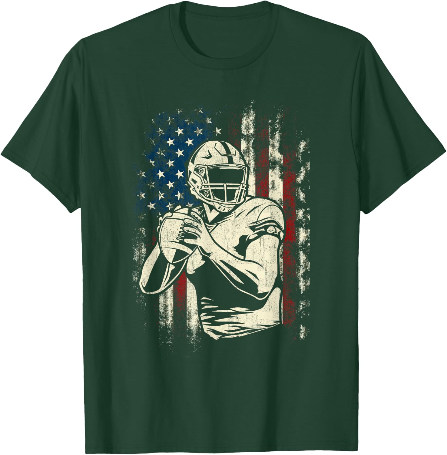 Patriotic Football Player - American Game Ball Sports Lover T-Shirt - T-Shirt | Forest