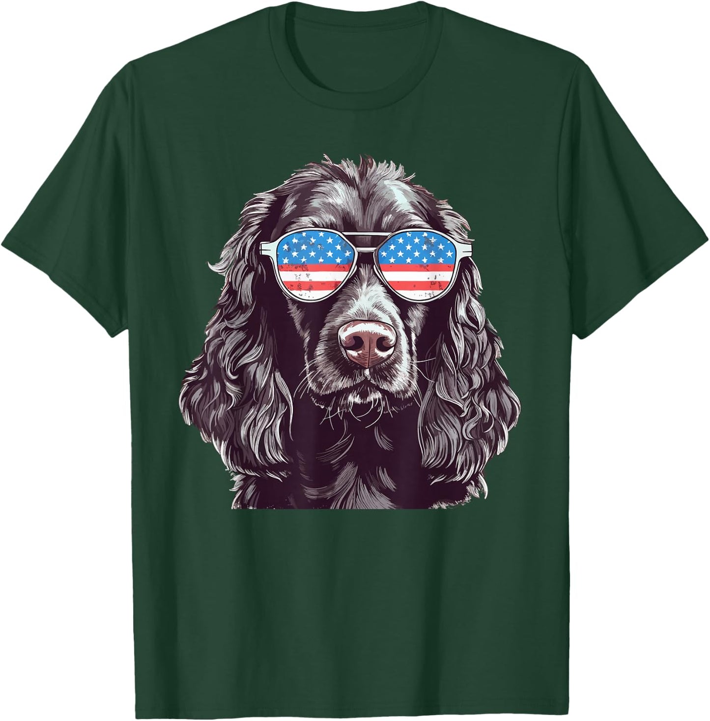 Boykin Spaniel USA American Flag Dog Sunglasses 4th of July T-Shirt - T-Shirt | Forest