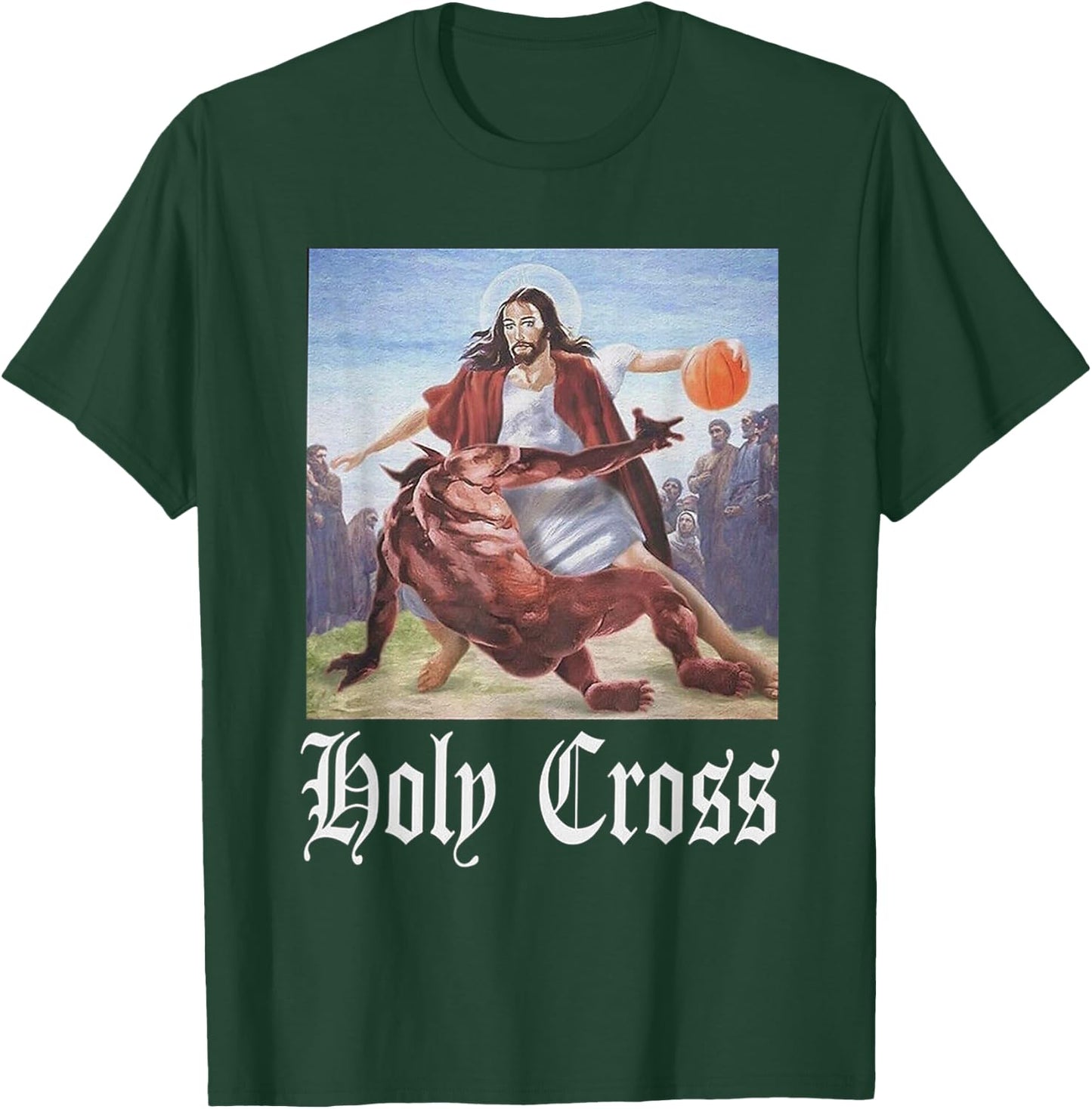 Not Today Satan Jesus Crossover Basketball Holy Cross T-Shirt - T-Shirt | Forest