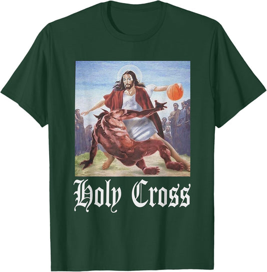 Not Today Satan Jesus Crossover Basketball Holy Cross T-Shirt - T-Shirt | Forest