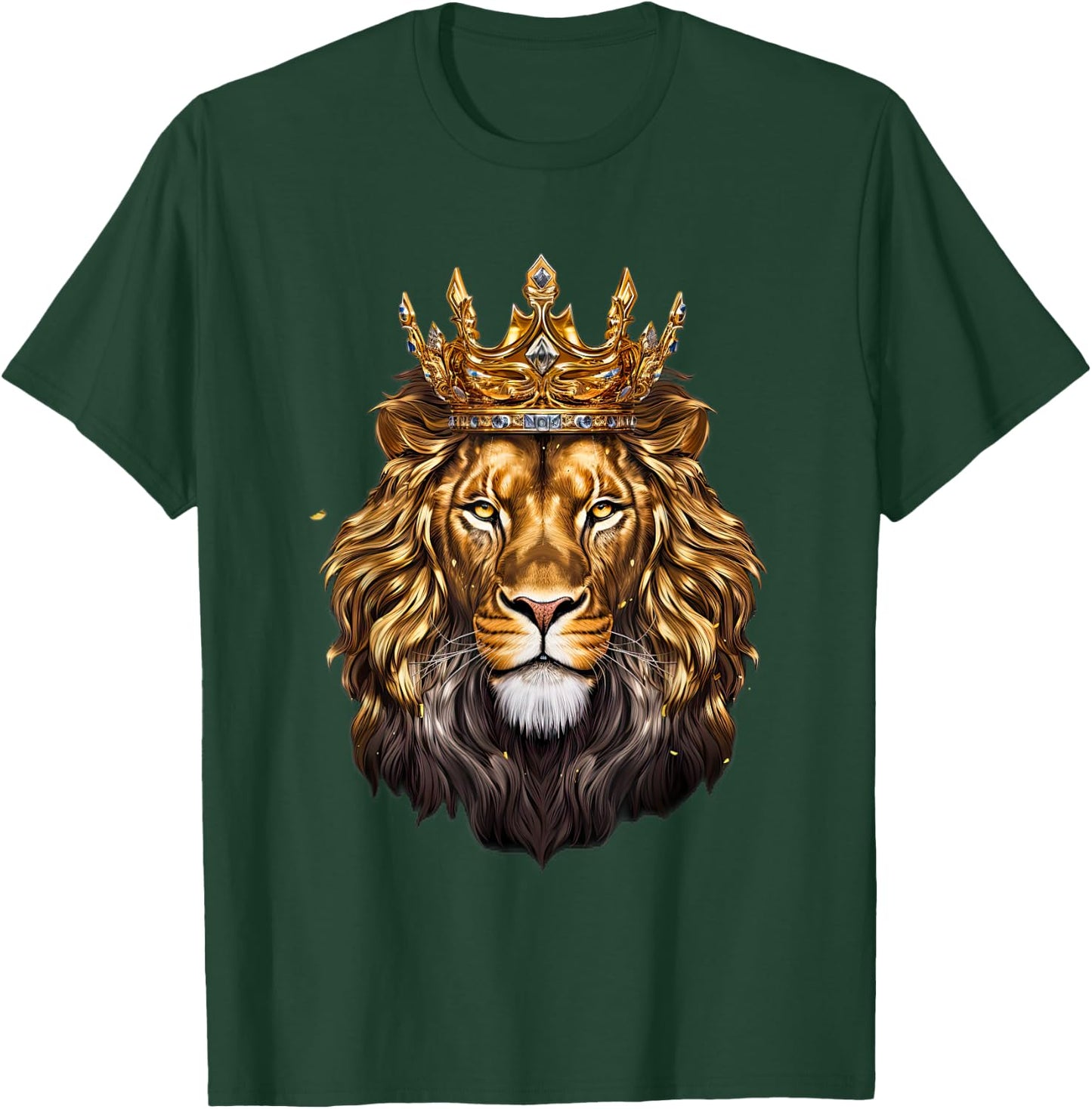 Lion Head Golden Crowned Biblical Lion of Judah T-Shirt - T-Shirt | Forest
