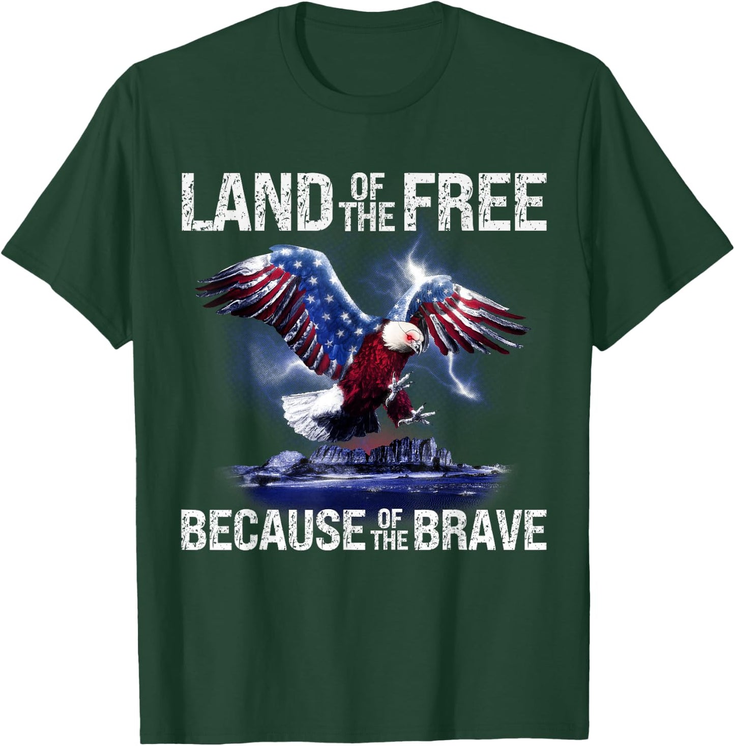 USA Eagle Land of the Free Because of the Brave T-Shirt - T-Shirt | Forest