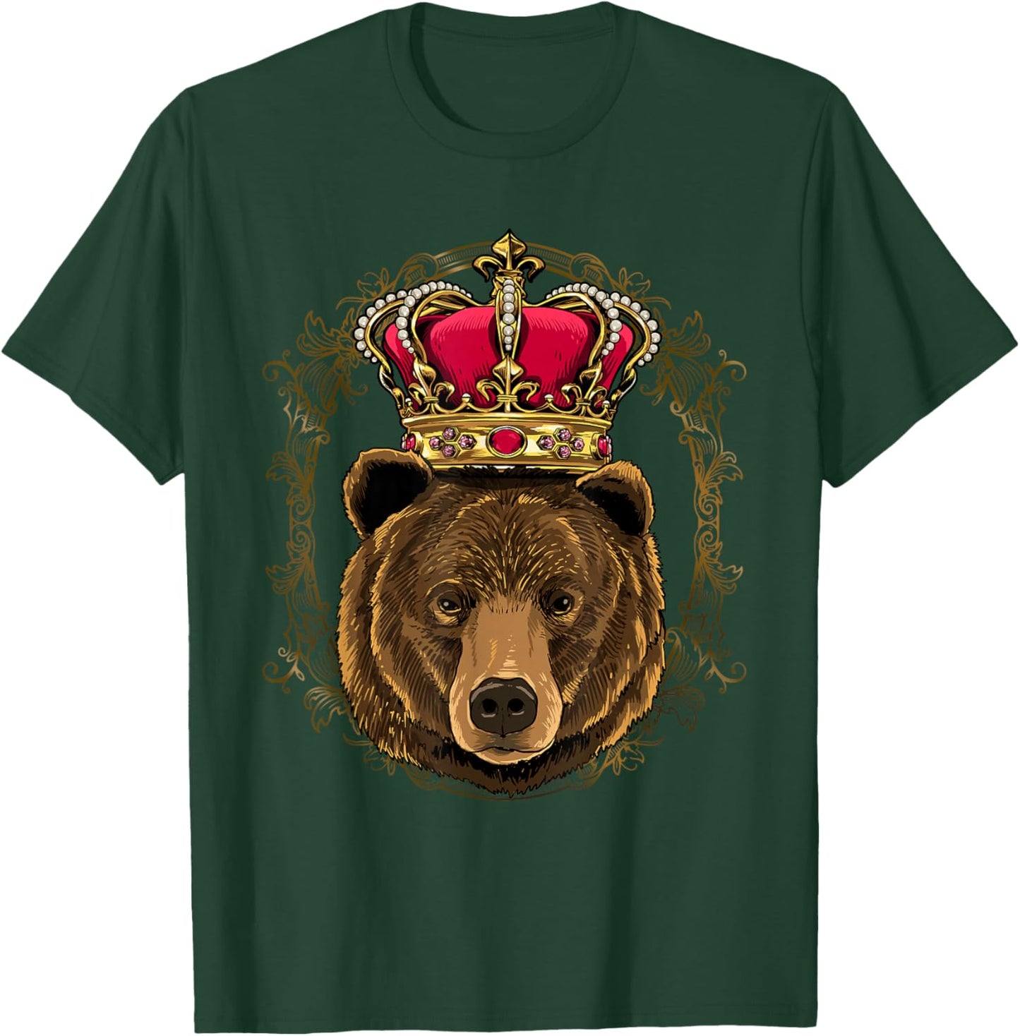 King Queen Grizzly Bear Animal Face Crown British Bear Lover T-Shirt - T-Shirt | Forest