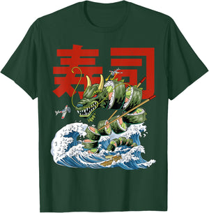 Great Sushi Dragon Kanagawa Wave Roll Japanese Food Kawaii T-Shirt - T-Shirt | Forest
