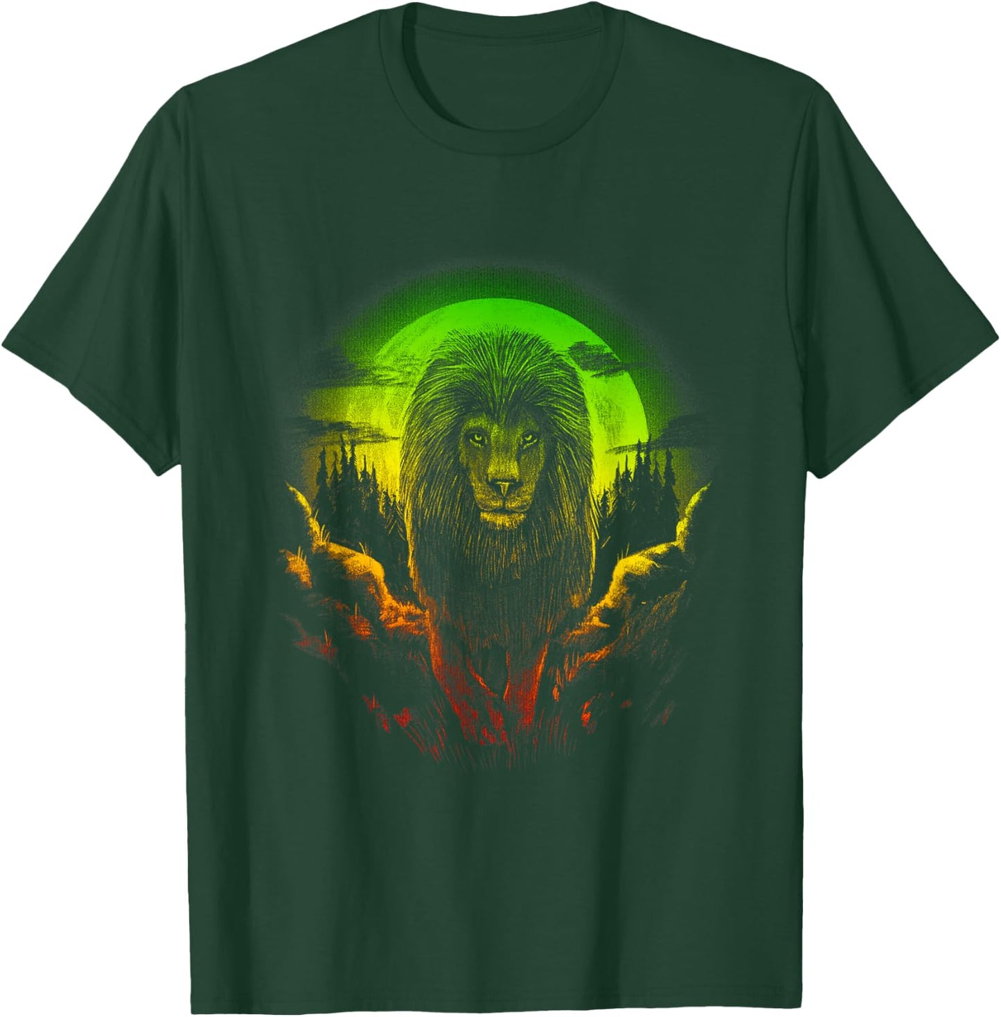 Rasta Reggae Lion Of Judah Jamaican Pride Rastafarian Lion T-Shirt - T-Shirt | Forest