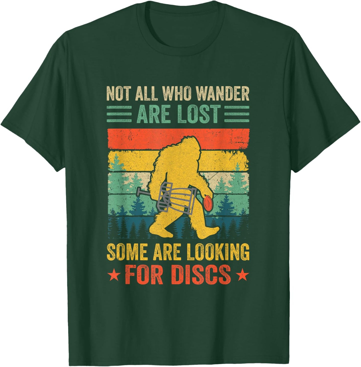 Funny Disc Golf Women Bigfoot Disc Golf Player Retro T-Shirt - T-Shirt | Forest