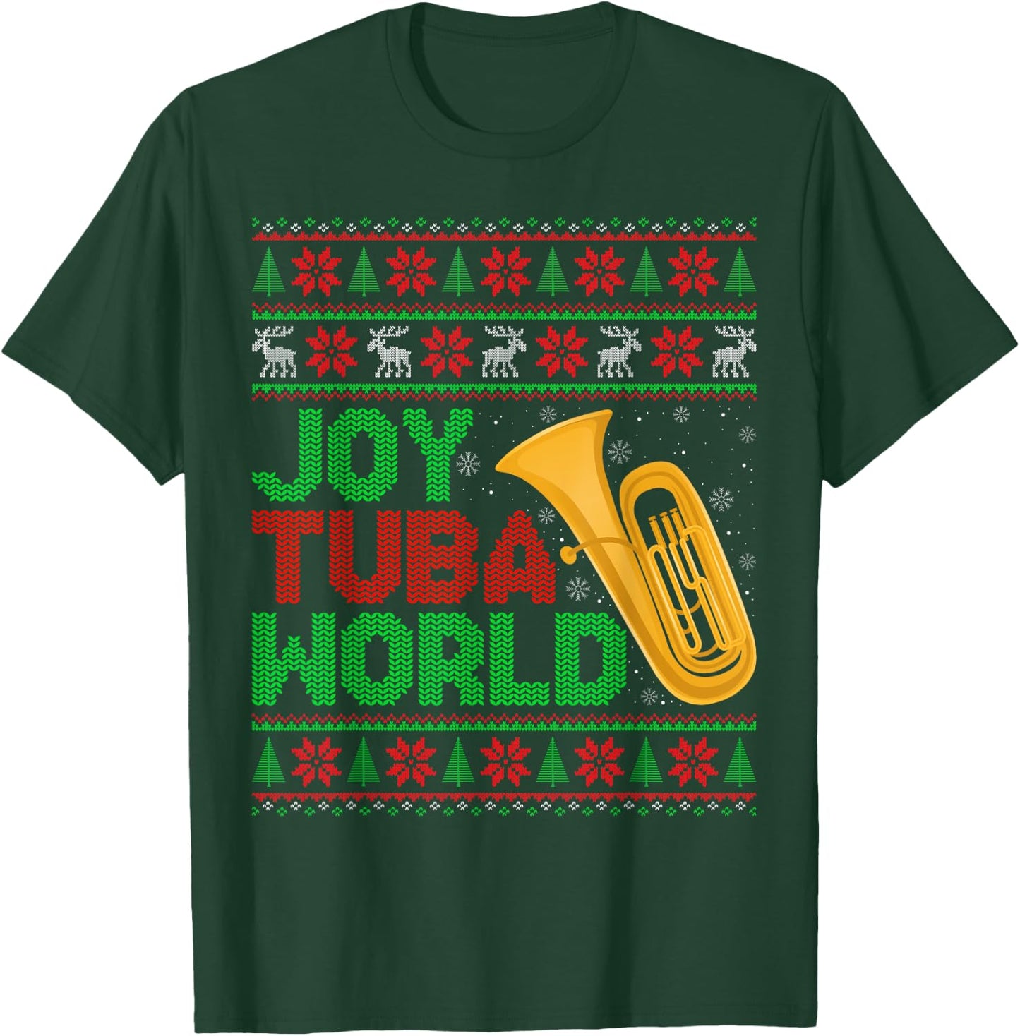 Joy Tuba World Music Lover Xmas Tuba Ugly Christmas T-Shirt - T-Shirt | Forest
