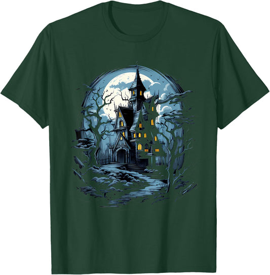 Haunted NIght Escape: Halloween House Intrigue T-Shirt - T-Shirt | Forest