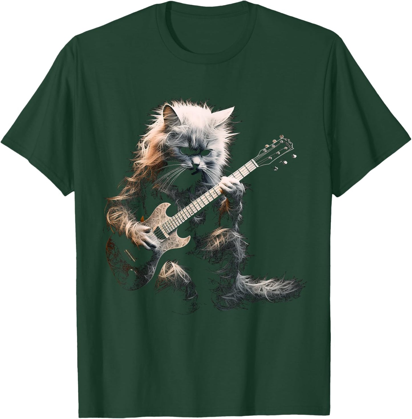 Funny Guitar Cat Rock Cat Playing Guitar T-Shirt - T-Shirt | Forest