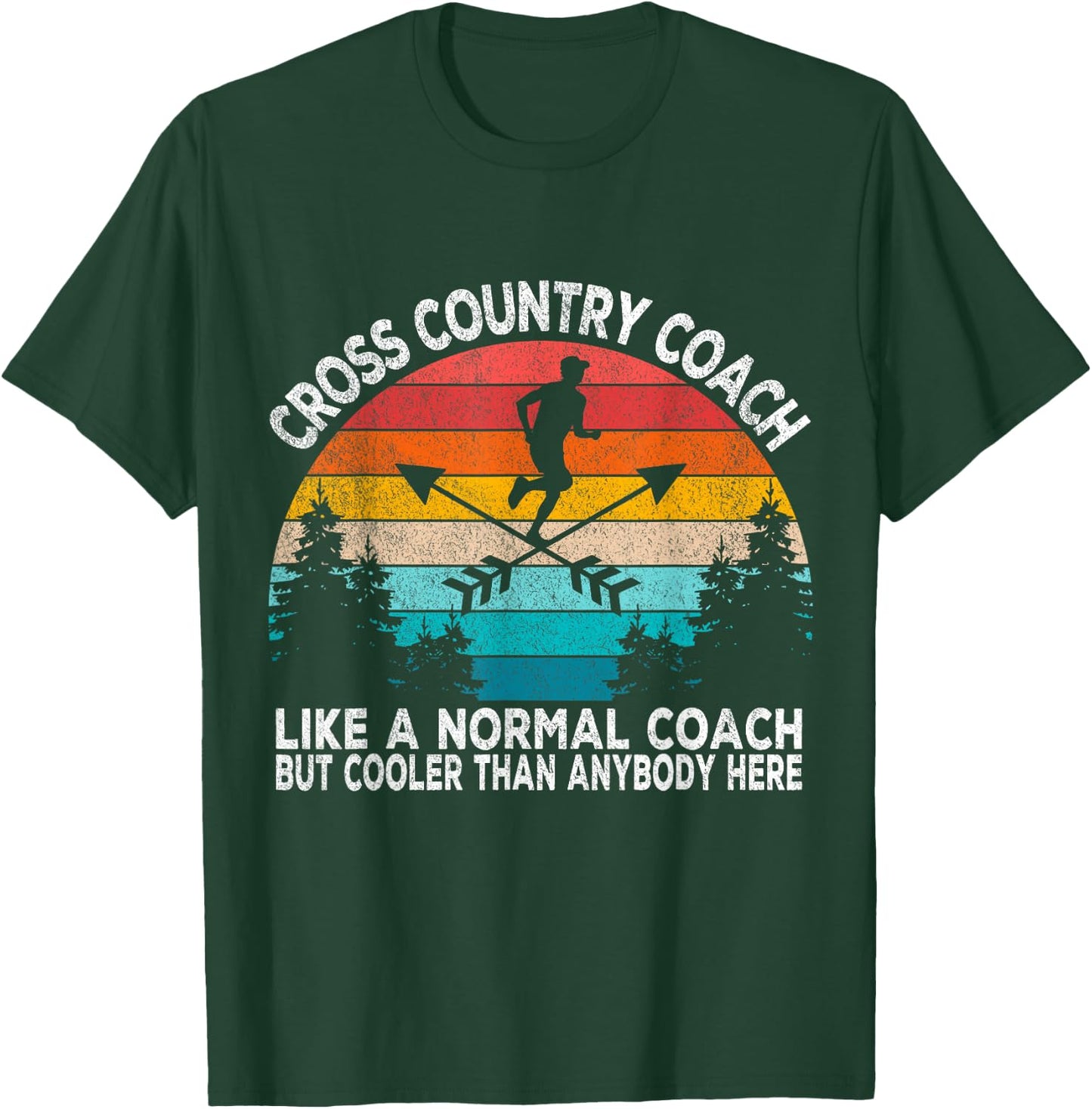 Cross Country Coach Cross Country Running Coach Retro T-Shirt - T-Shirt | Forest