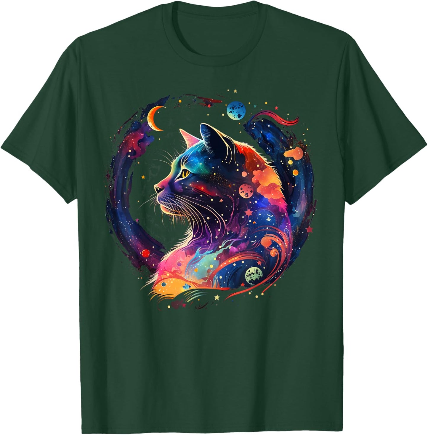 Astronaut Outer Space Kitty on Galaxy Cat Lover T-Shirt - T-Shirt | Forest