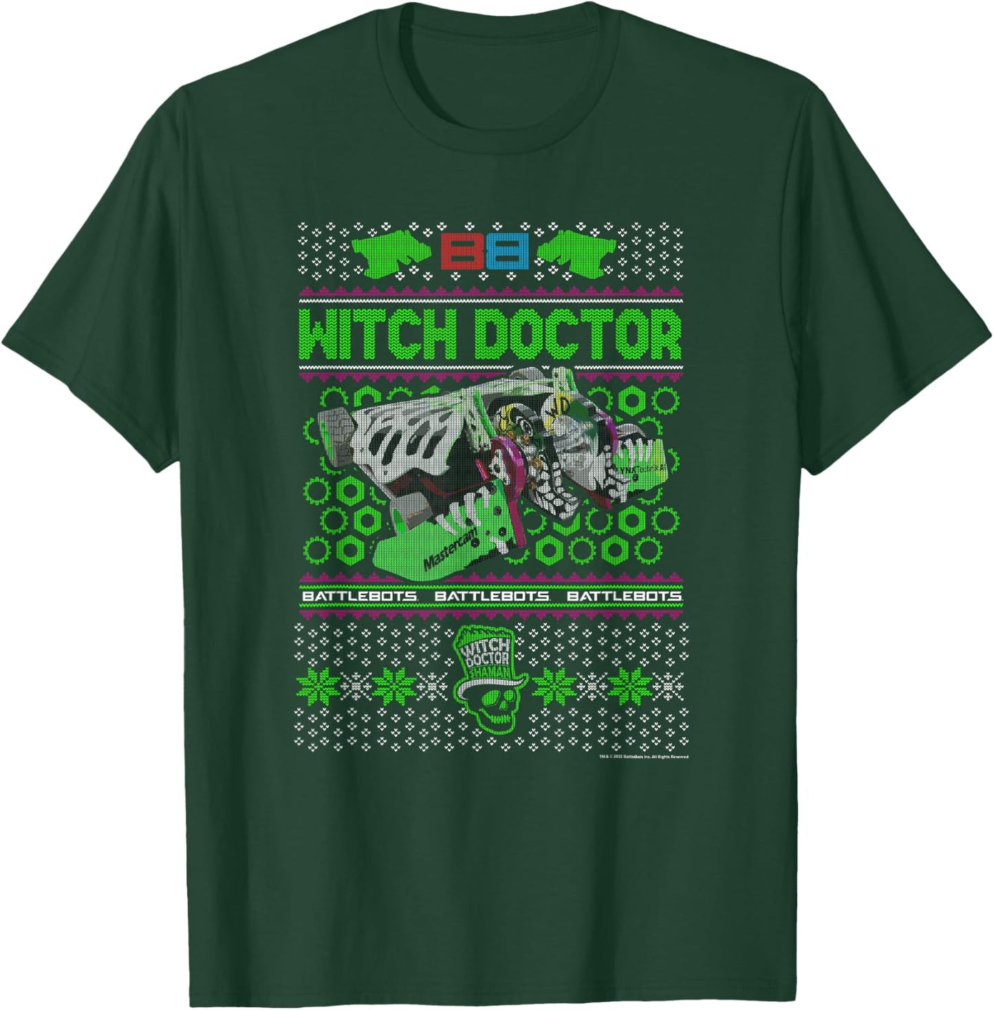BattleBots Christmas Ugly Sweater Witch Doctor T-Shirt - T-Shirt | Forest