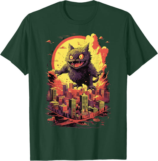 Catzilla Cat Jumping for Lover of Big Cats Kitty Kitten T-Shirt - T-Shirt | Forest