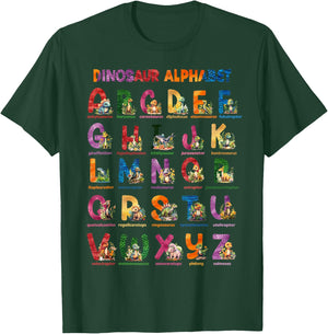 Cute Educational Dinosaur Alphabet ABC Baby Dino T-Shirt - T-Shirt | Forest