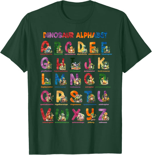 Cute Educational Dinosaur Alphabet ABC Baby Dino T-Shirt - T-Shirt | Forest