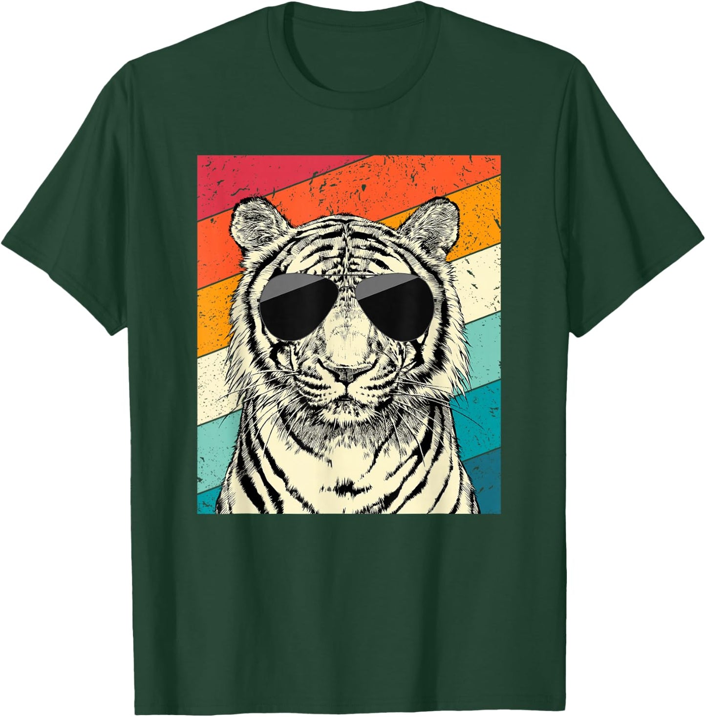 Retro Vintage Tiger with Sunglasses Wild Animal Lovers T-Shirt - T-Shirt | Forest