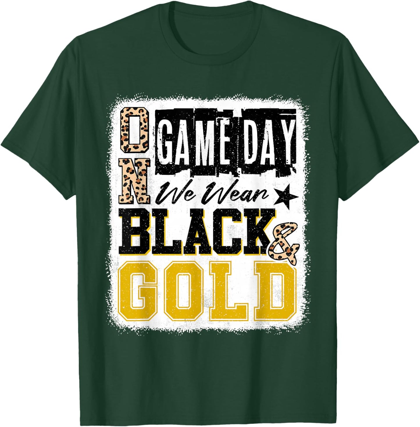 On Gameday Football We Wear Black And Gold School Spirit T-Shirt - T-Shirt | Forest