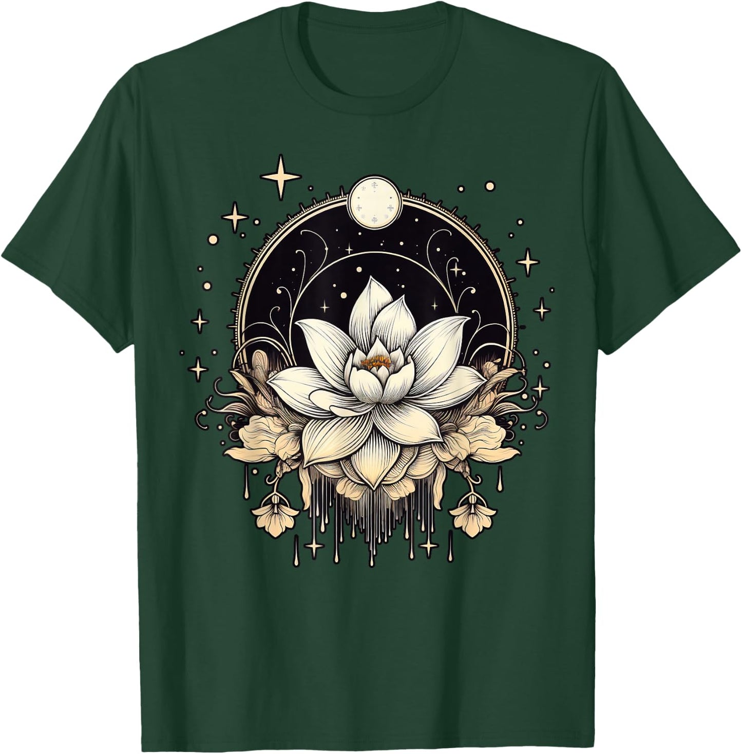 Vintage Lotus Flower on Lotus Flower T-Shirt - T-Shirt | Forest