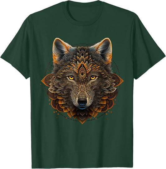Wolf China Architecture Artwork | Animal Motif Wolf T-Shirt - T-Shirt | Forest