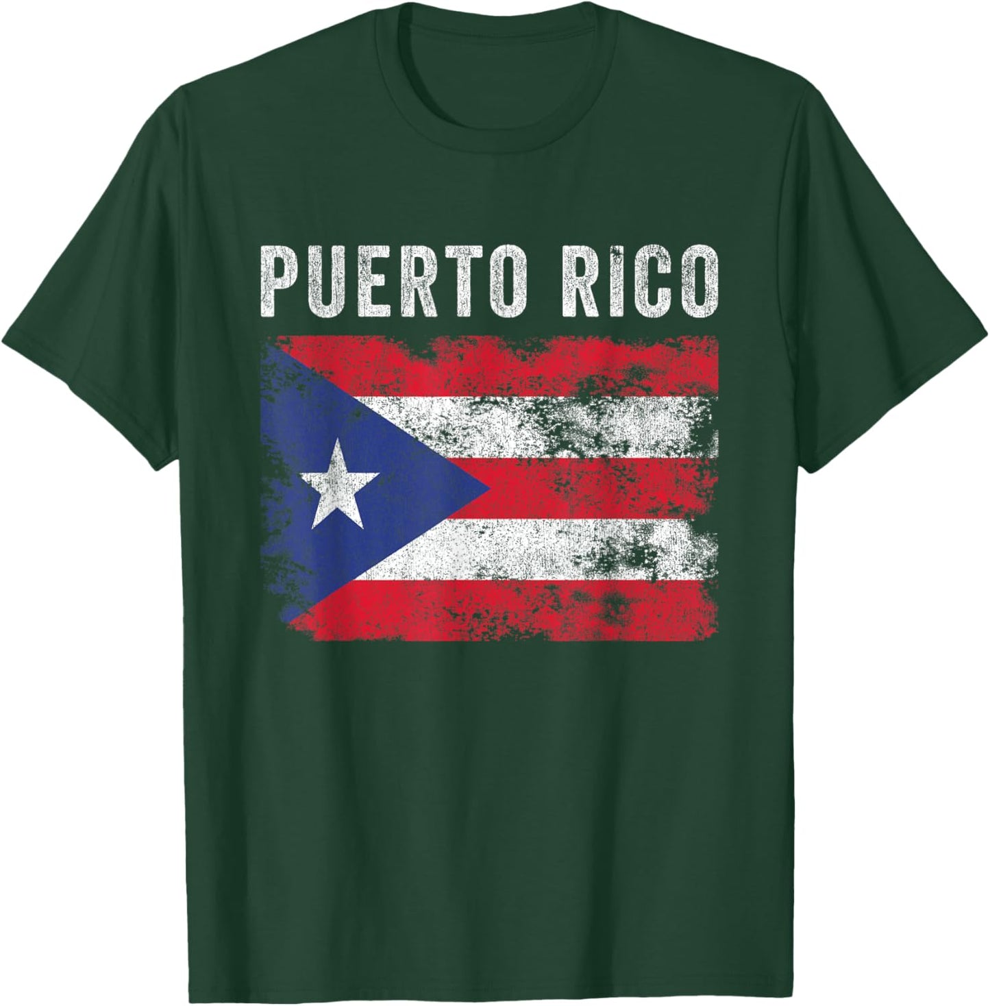 Puerto Rico Flag Distressed - Men Women - Puerto Rican Flag T-Shirt - T-Shirt | Forest