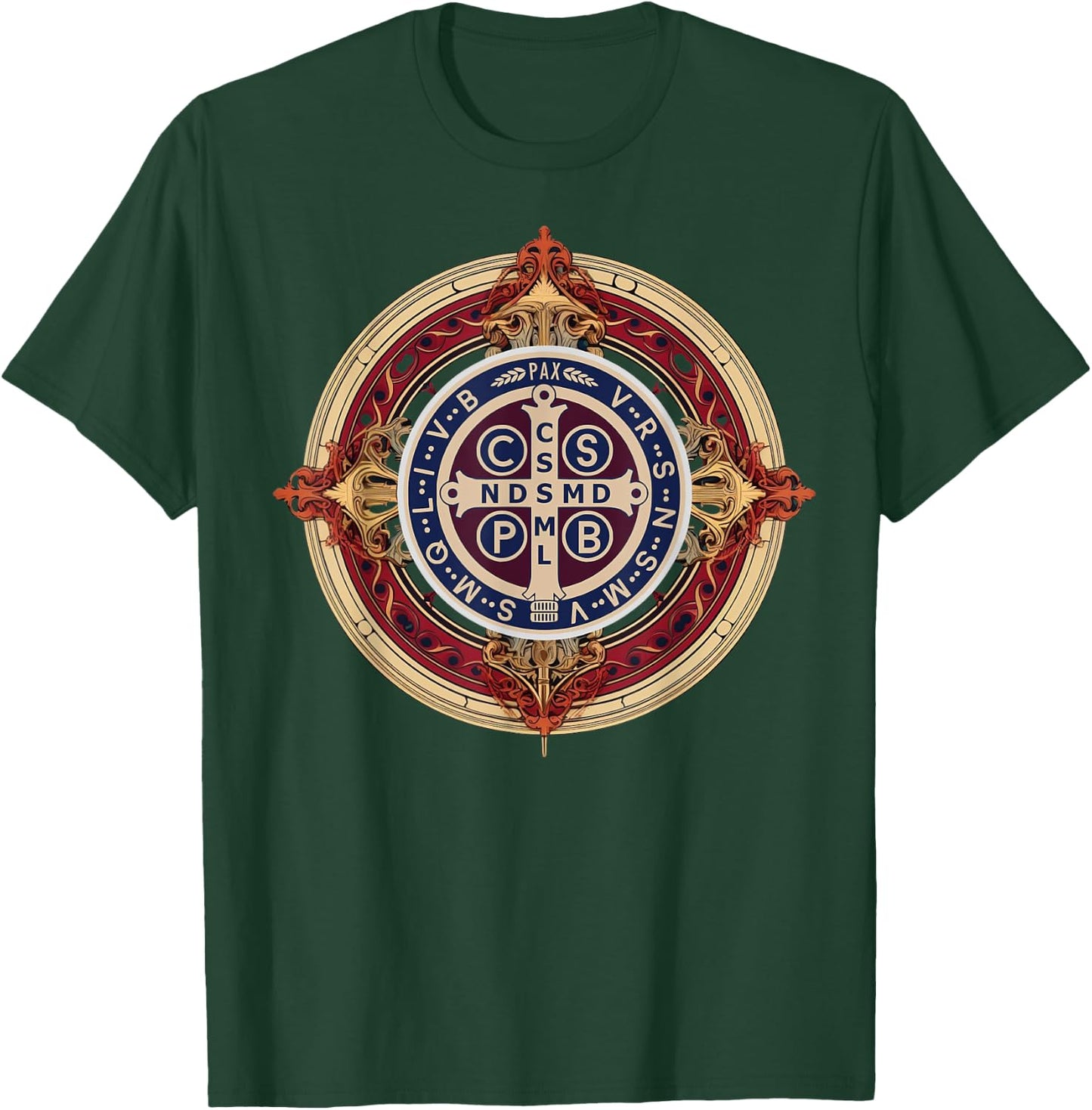 Catholic Saint Benedict Medal T-Shirt - T-Shirt | Forest