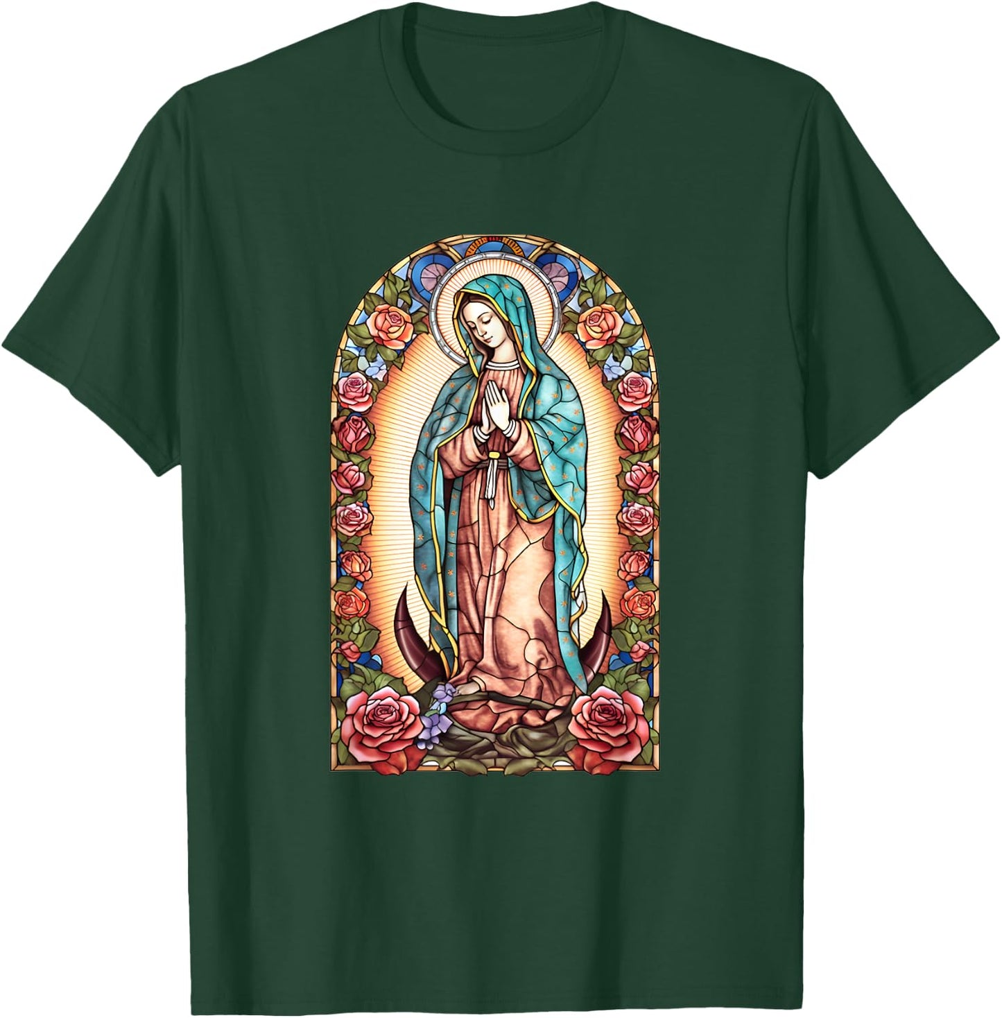 Virgin Mary Of Guadalupe Religious Graphic Women Catholic T-Shirt - T-Shirt | Forest