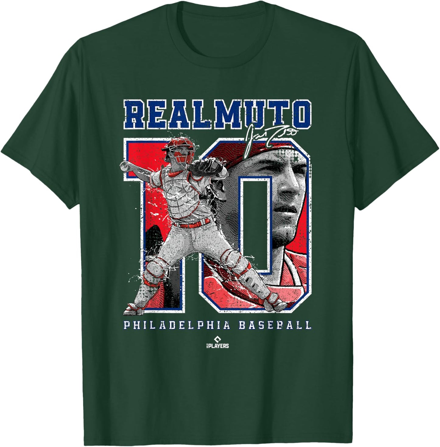 Number and Portrait JT Realmuto Philadelphia MLBPA T-Shirt - T-Shirt | Forest