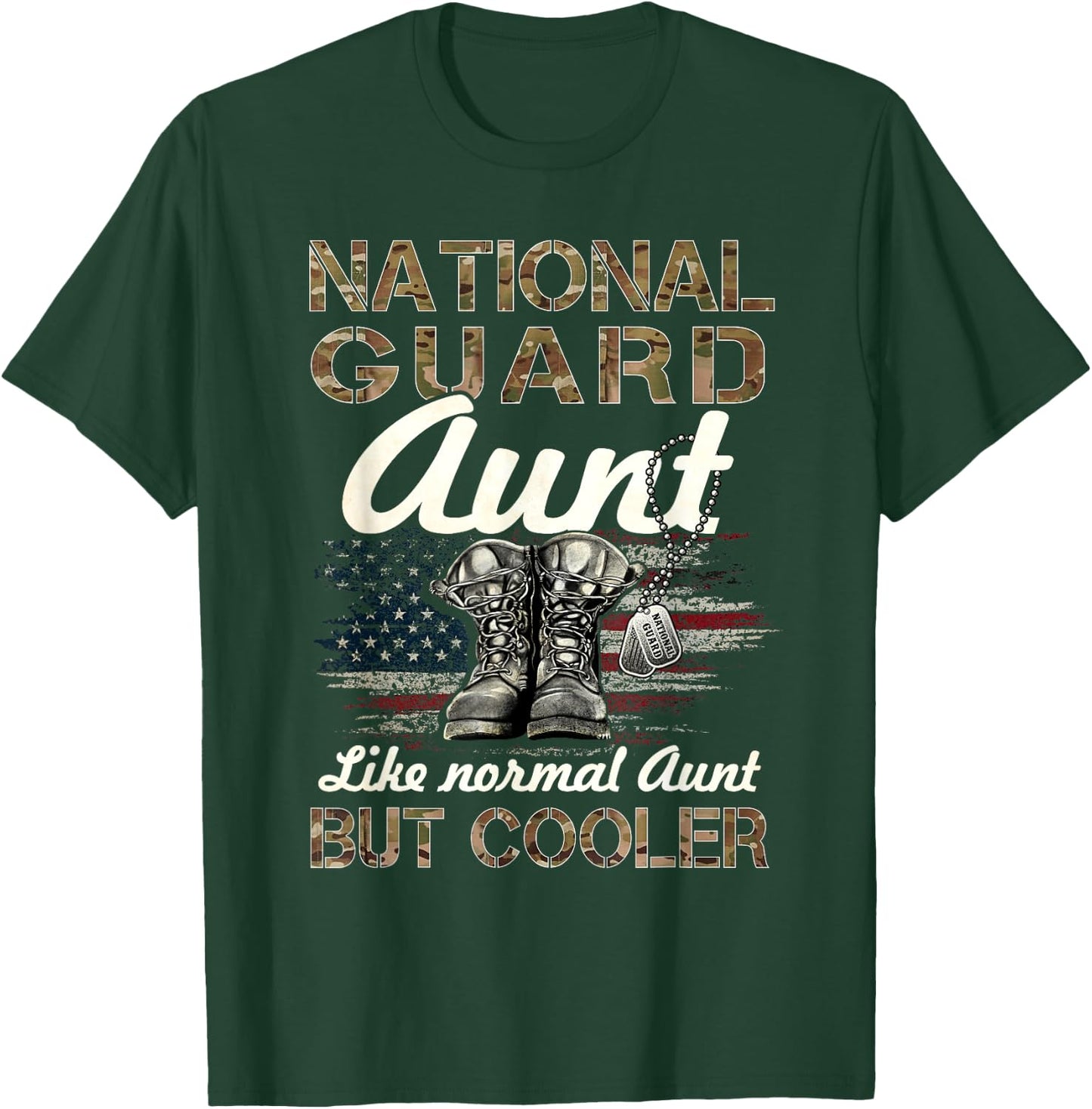 National Guard Aunt Proud Aunt Military Matching Gift - Black, -Adults, Small, Short Sleeve, Regular Fit, Cotton 100% T-Shirt - T-Shirt | Forest