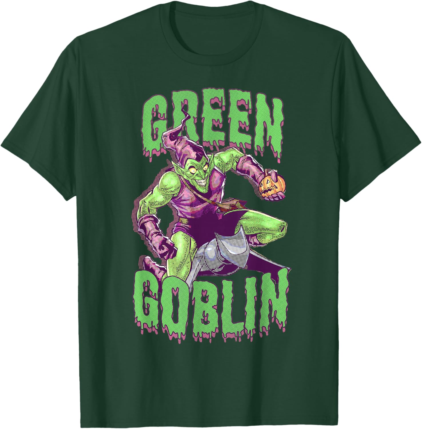 Marvel Halloween Green Goblin Slimy Font Vintage Comic Logo T-Shirt - T-Shirt | Forest
