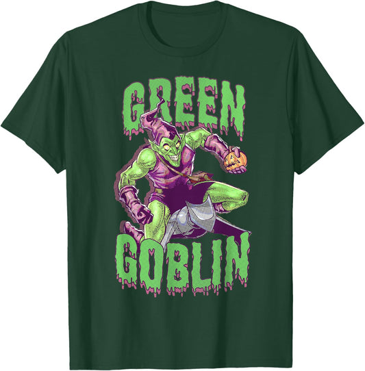 Marvel Halloween Green Goblin Slimy Font Vintage Comic Logo T-Shirt - T-Shirt | Forest