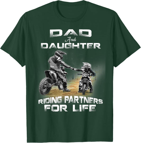 Dad And Daughter Riding Partner For Life Motocross Dirt Bike T-Shirt - T-Shirt | Forest