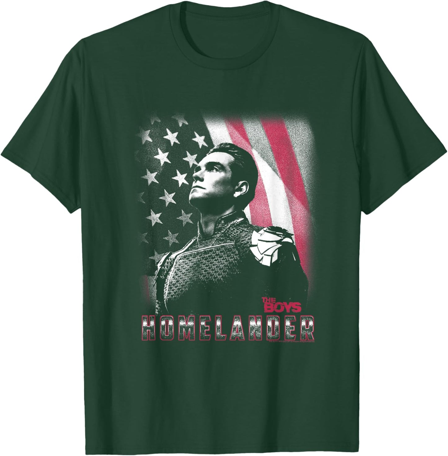The Boys Patriotic Homelander American Flag Background T-Shirt - T-Shirt | Forest